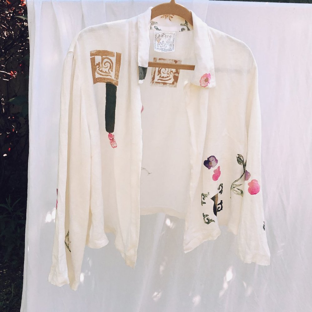 Hand printed linen shirt/jacket